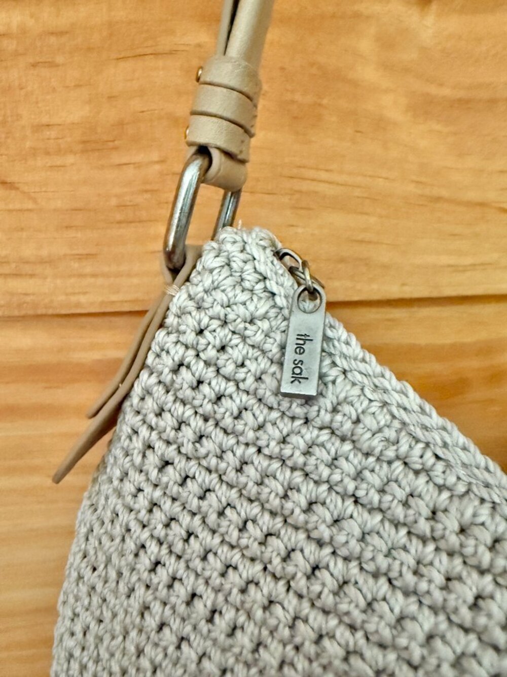 The Sak NWT Sequoia Hand Crochet Colorful Beaded Neutral Ecru Hobo Handbag - Picture 7 of 9